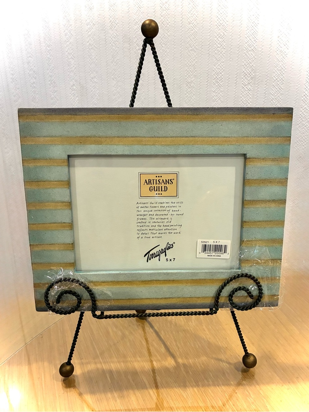 NWT Terragrafics® Artisans Guild French Wire Easel w/Frame, Green, Gold, 1997